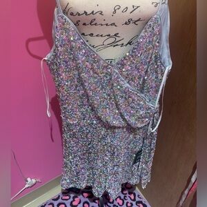 Lulu's Vibrant Sequin Party Romper NWT